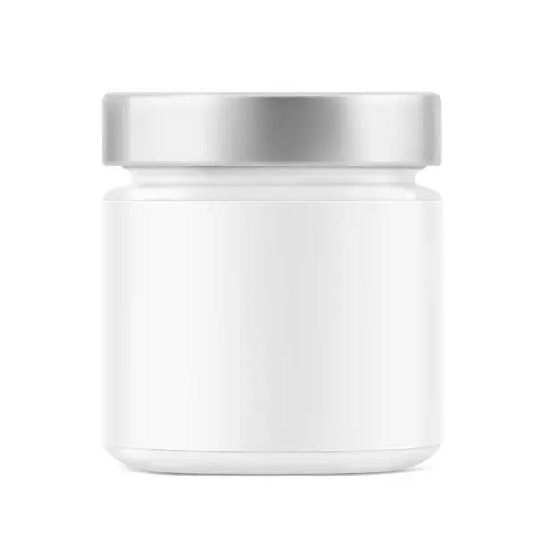 Vector illustration of Realistic blank jar mockup. Vector illustration isolated on white background.