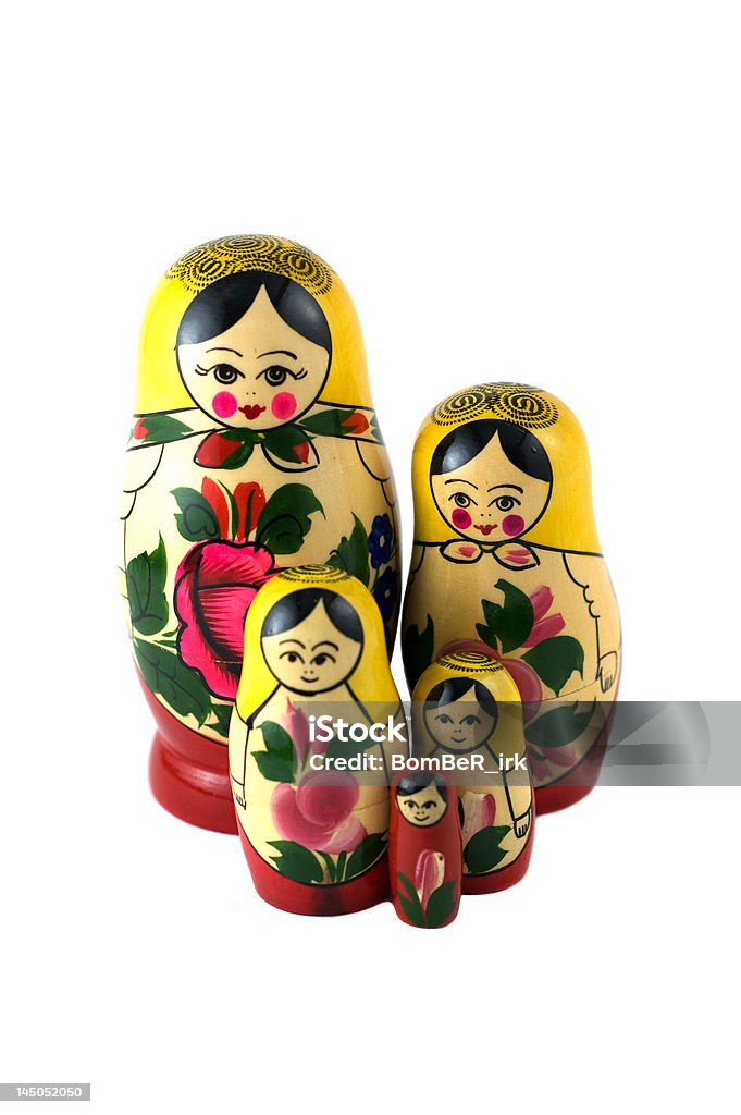 Russian Nesting Doll Set of russian dolls of decreasing sizes. Usually are placed one inside another. Isolated on white Adult Stock Photo