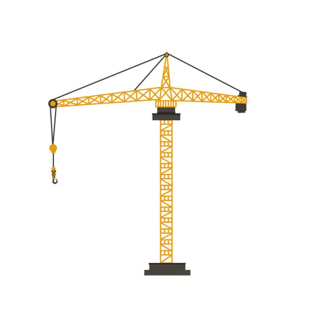 Vector illustration of Construction equipment crane building construction. flat design vector illustration isolated white background