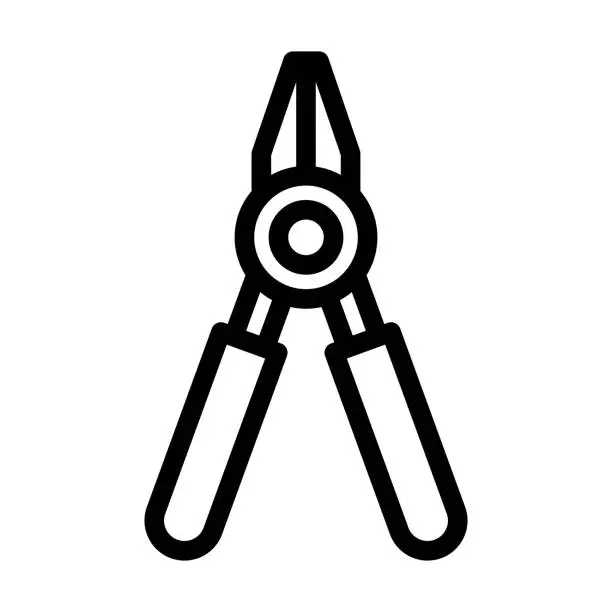 Vector illustration of Wire Cutters Thick Line Icon