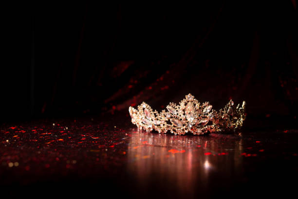 istock Royal luxury crown on red background. Princess and queen. 1450537802