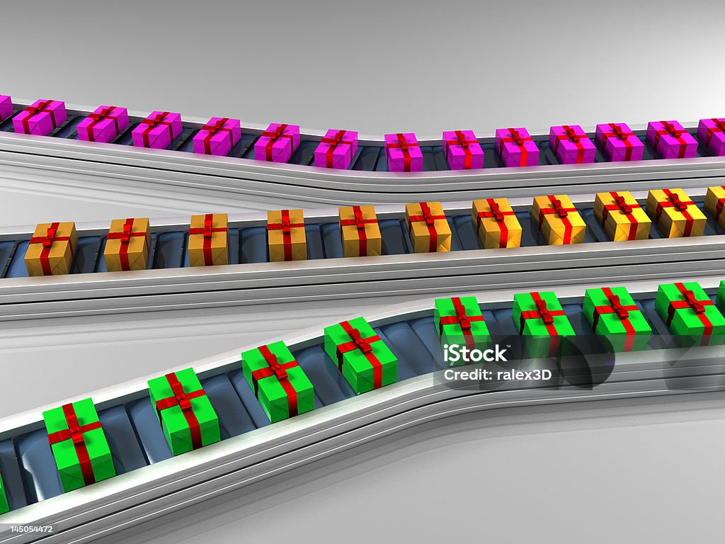 Tripla riga linea di produzione di regali - Foto stock royalty-free di Affari