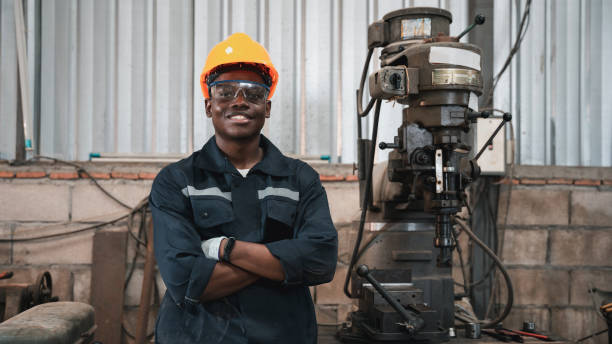 istock Factory worker feeling happy after completing success work at the manufacturing factory. 1450545350
