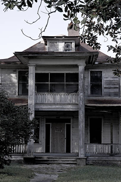 istock Desaturated View of a Run Down Old House 145054680