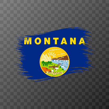Flagge Des Bundesstaates Montana Im Pinselstil Auf Transparentem