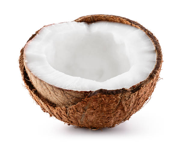 istock Coconut isolated. Coconut half on white background. Broken coconut. Full depth of field. 1450560284