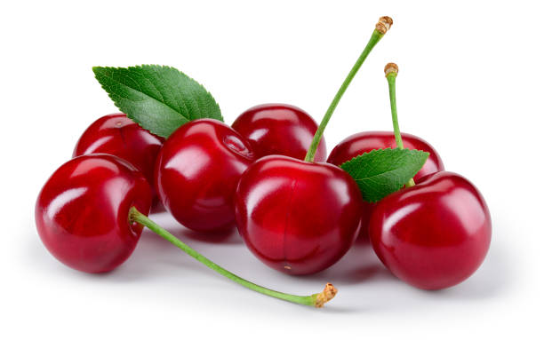 istock Cherry. Cherry with leaves on white background. Cherries with clipping path. Cherri full depth of field. 1450561655