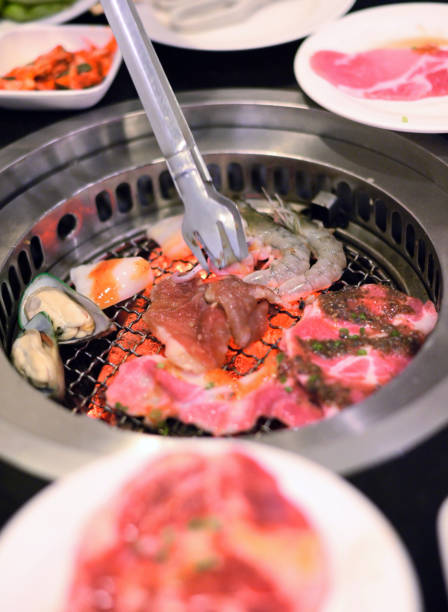 istock Raw food at grill with ingredients for BBQ 1450563574