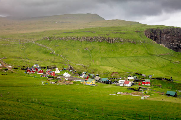 Mykines village on the Faroe Mykines village on the Faroe Islands mykines faroe islands photos stock pictures, royalty-free photos & images