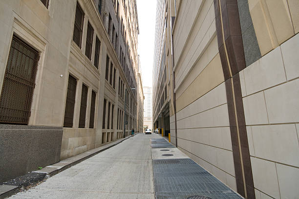 istock Alley Between Two Modern Office Buildings, Wide Angle Lens 145056633