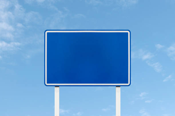 istock Outdoor blue sign on blue sky background. 1450572648