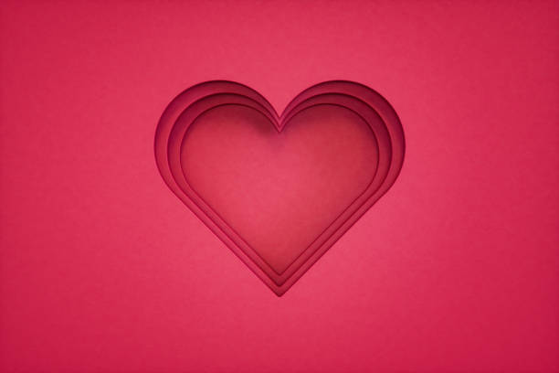 Valentine's Day Heart Shape on Viva Magenta Background stock photo
