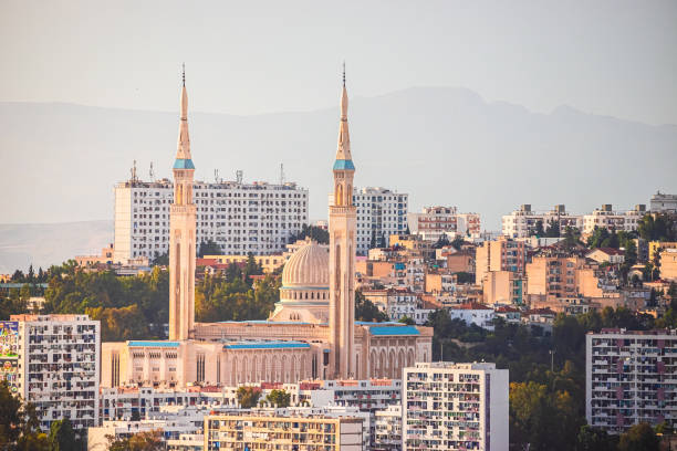 view from far away of Masjid Emir Abdelkader, Constantine, Algeria, one of the largest mosques  of the country