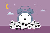 istock The insomnia concept represents by a sheep and a clock 1450588592