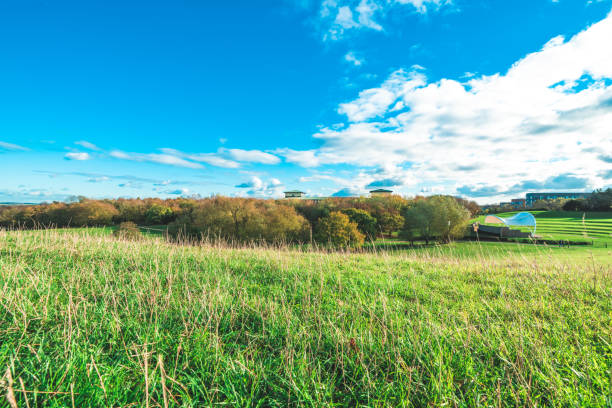 A large green field in Campbell Park, Milton Keynes