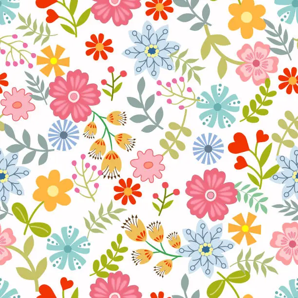 Vector illustration of Floral seamless pattern .