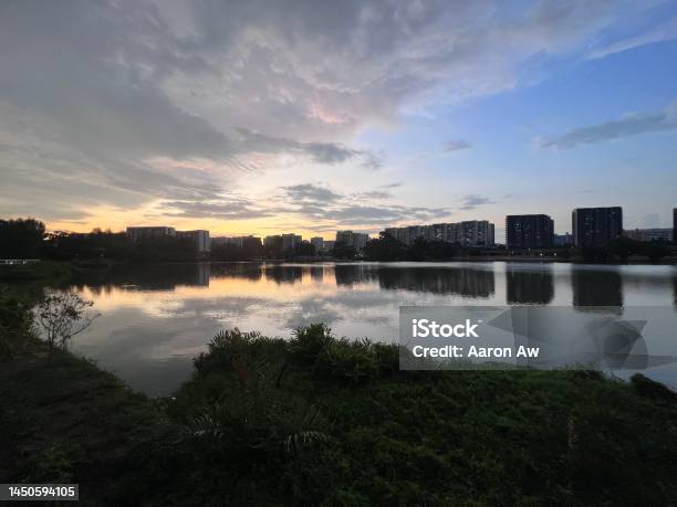 Sunset By The Lake Stock Photo - Download Image Now - Architecture, Beauty In Nature, Cloud - Sky