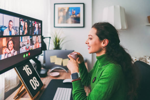 istock Business meeting on video call during COVID-19 lockdown 1450600975