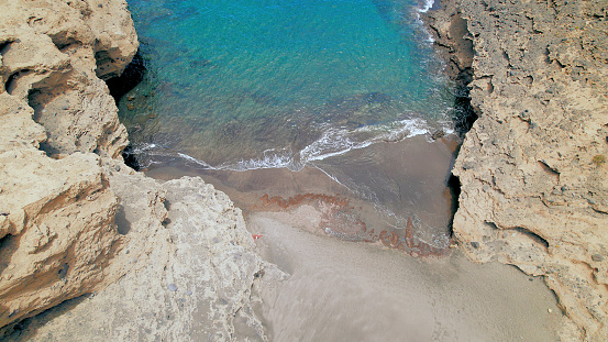 Aerial view of the hidden cove beach \
