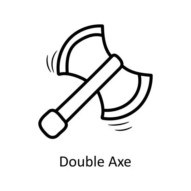 Vector illustration of Double Axe Vector Outline Icon Design illustration. Medieval Symbol on White background EPS 10 File