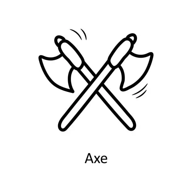 Vector illustration of Axe Vector Outline Icon Design illustration. Medieval Symbol on White background EPS 10 File