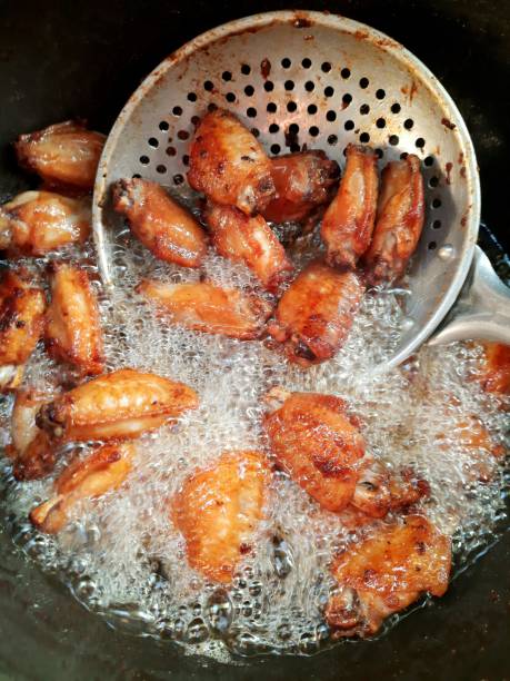 istock Cooking Fried Chicken wing - food preparation. 1450610157