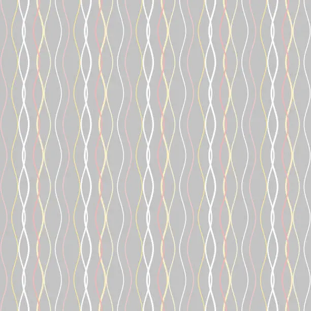 Vector illustration of Waves multi-colored vertical on a grayish background. Seamless wavy pattern.
