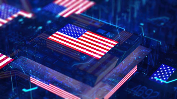 istock Processor Unit, Chip War. The Chip Crisis, The World's Big Problem. China and usa Flag. 1450625879