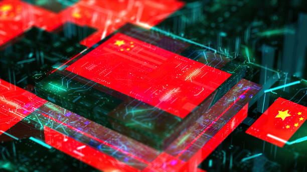 istock Processor Unit, Chip War. The Chip Crisis, The World's Big Problem. China Flag. 1450625963