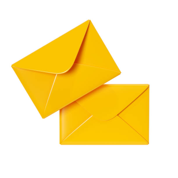 istock Letter 3d render. Two yellow envelopes - closed and open isolated on white background. 1450626294