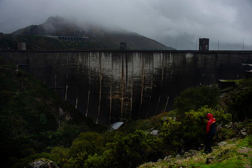 Hydroelectric dam in Peneda-Geres National Park on an rainy autumn day
