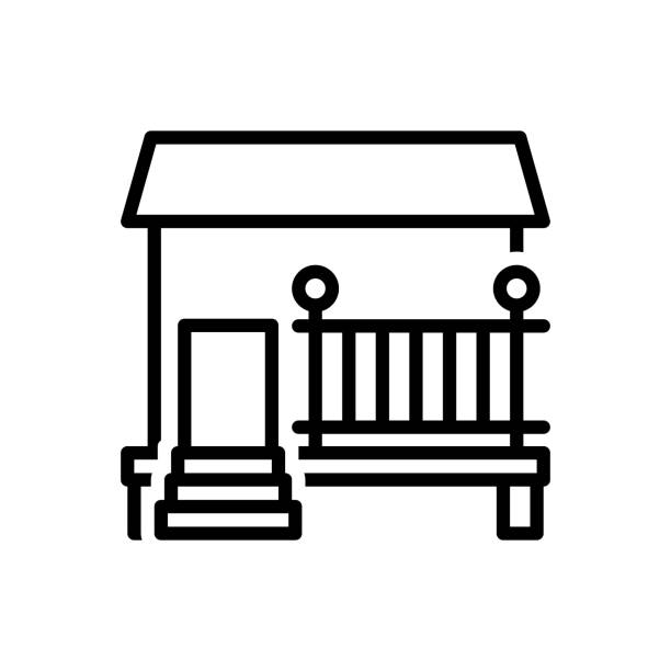 ilustrații de stoc cu casa punte - terasă de lemn