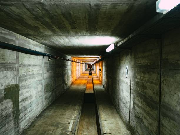 istock Closeup shot of an elevator shaft and lights inside for security purposes 1450646953