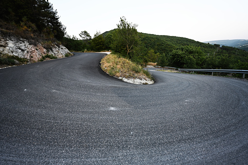 Spin mountain road of Nocera Umbra,  town and comune in the province of Perugia, Italy.