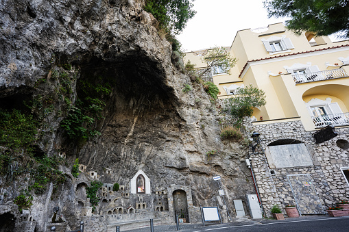 Grotta di Fornillo cave attraction in Positano, Italy.