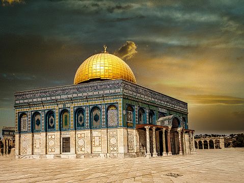 Dome of the Rock, Jerusalem shot from inside the main compound. Picture was captured soon after the morning prayers.