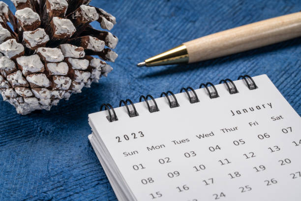 istock January 2023 - spiral desktop calendar 1450668955