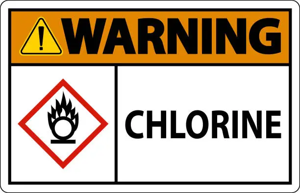 Vector illustration of Warning Chlorine Oxidizer GHS Sign On White Background