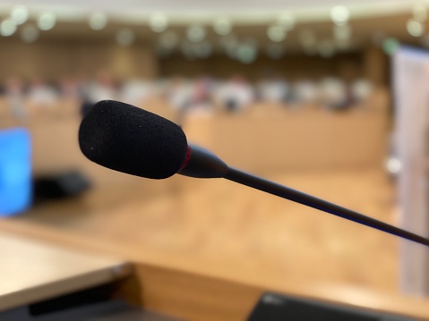 Microphone during a conference - The speaker was going to speak