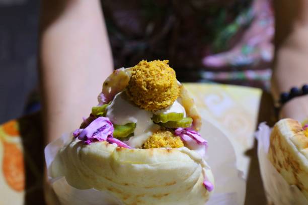 Israel cuisine - falafel in pita stock photo