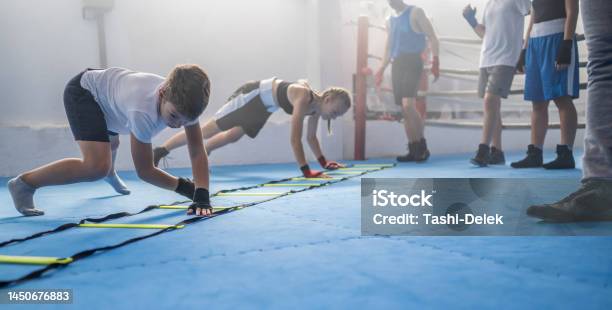 Group Of Kids Training Boxing Stock Photo - Download Image Now - Sport, Child, Cool Attitude