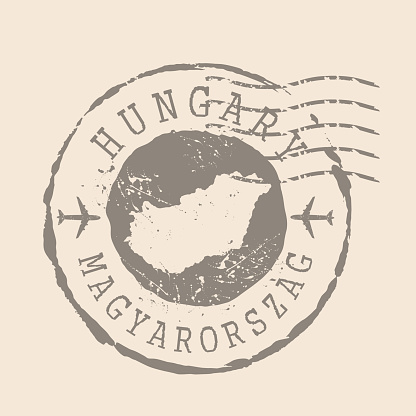 Stamp Postal of  Hungary. Map Silhouette rubber Seal.  Design Retro Travel. Seal of Map Hungary grunge  for your design.  EPS10