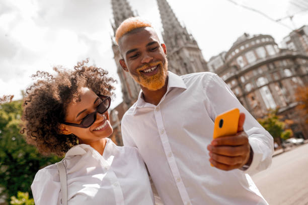 istock A cute young couple looking happy and excited 1450678606
