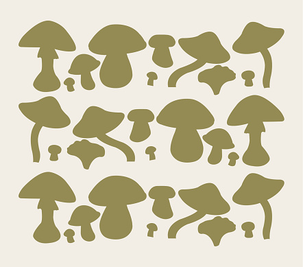 Color Poisonous and Edible Mushrooms Seamless Pattern Background.