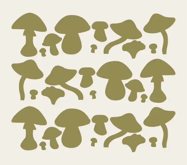 Vector illustration of Color Poisonous and Edible Mushrooms Seamless Pattern Background.
