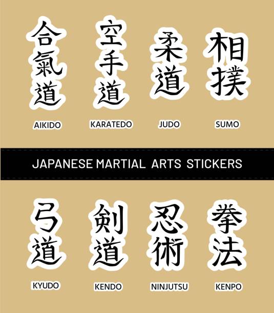 日本の武道の名前が入ったステッカー - 弓道点のイラスト素材／クリップアート素材／マンガ素材／アイコン素材