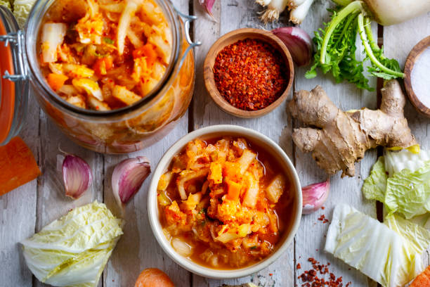 istock Homemade kimchee and glass jar 1450697045