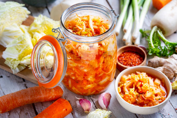 istock Homemade kimchee and glass jar 1450697074
