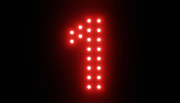 istock Neon lighting number one on the dark background with glowing 1450697841