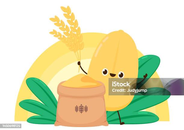 Dinor Rice Vector Rice Character Design Rice Vector On White Background Rice Seed Stock ...